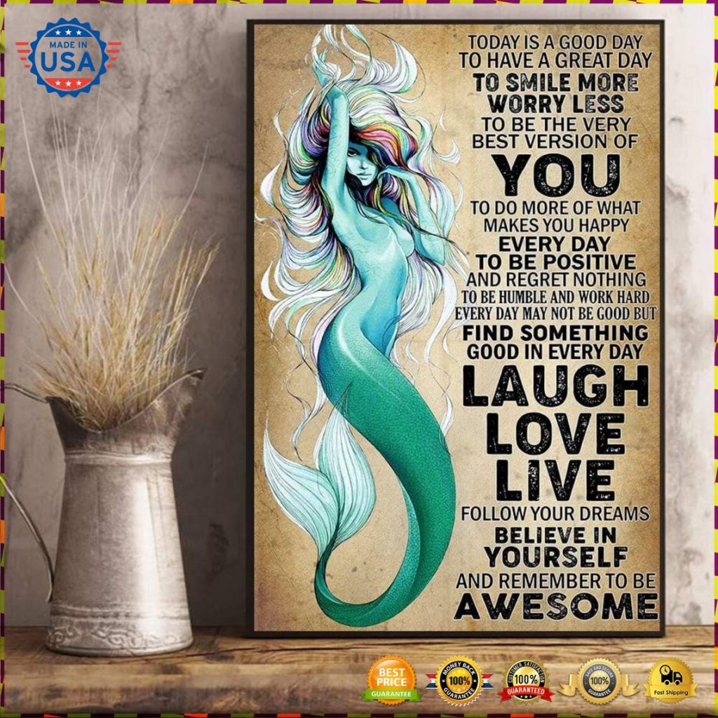 Amazing Mermaid Poster, Laugh Love Live Home Decor, Home Decor, Wall Art