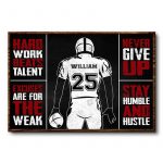 Football Sports Motivation Poster Custom Hard Work Beat Talent American Football