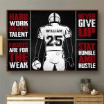 Football Sports Motivation Poster Custom Hard Work Beat Talent American Football