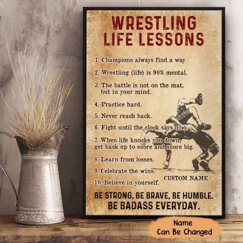 Wrestling Life Lesons Poster Motivational Wall Art For Boxing Man Fitness Lover