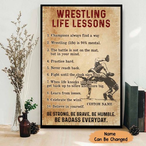 Wrestling Life Lesons Poster Motivational Wall Art For Boxing Man Fitness Lover