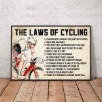 Laws Of Cycling Poster – Cycling Gifts, Bicycle Motivational Wall Art