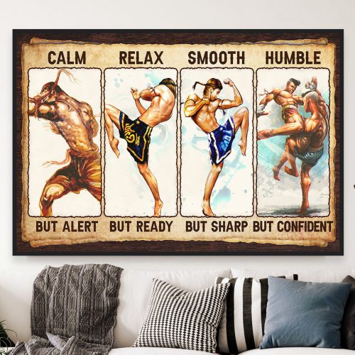 Muay Thai Martial Arts Poster, Inspirational Wall Art Best Gift for Son Coach