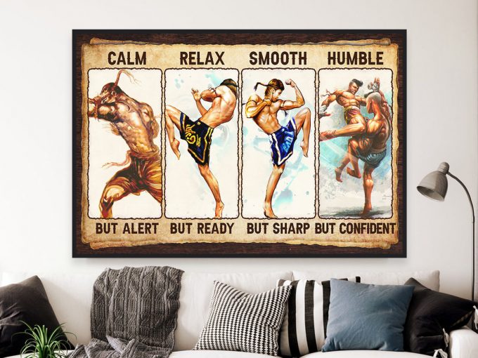 Muay Thai Martial Arts Poster, Inspirational Wall Art Best Gift For Son Coach