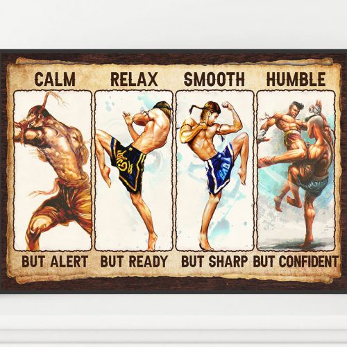 Muay Thai Martial Arts Poster, Inspirational Wall Art Best Gift for Son Coach