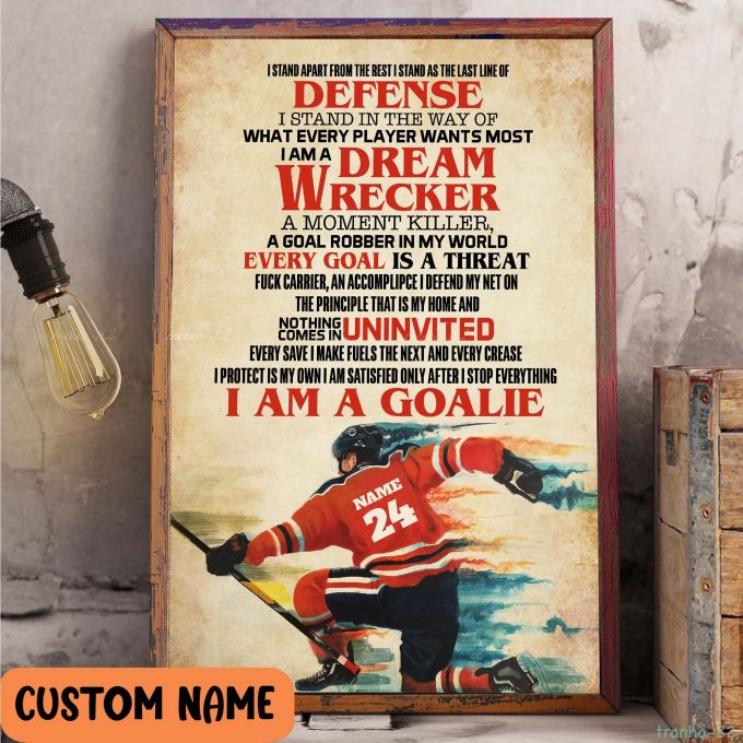 Goalie Motivation Quote Wall Art Gift For Hockey Player Posters For Your Home