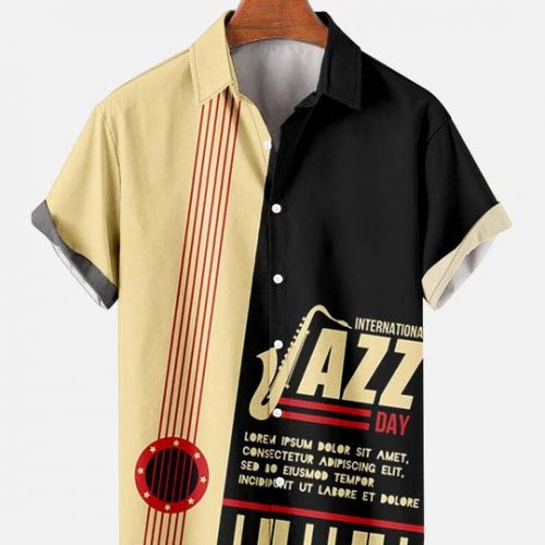 Music Jazz Retro Short-Sleeve Hawaiian Shirt For Musican In Fesival