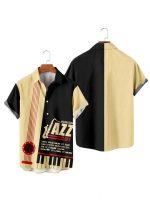 Music Jazz Retro Short-Sleeve Hawaiian Shirt For Musican In Fesival