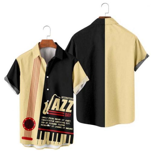 Music Jazz Retro Short-Sleeve Hawaiian Shirt For Musican In Fesival