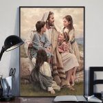 Jesus And Children Poster, Jesus Christ Home Decor Wall Art Vertical Poster