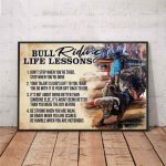 Bull Riding Life Lessons Poster, Bull Riding Sports, Riders Cowboy Wall Art 18″x24″