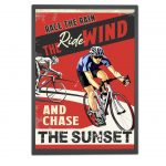 The Cycling Poster, Race The Rain The Ride Wind And Chase The Sunset, Living Room Wall Art 18″x24″