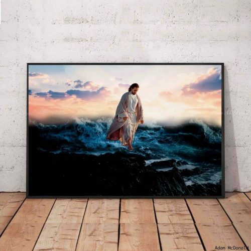 Jesus Walking On The Sea Poster, God Poster, Jesus Poster, Christian Poster Wall Art Poster