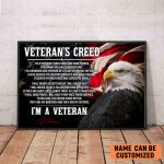 Veteran’s Creed I’m A America Veteran Poster Inspirational Gift For Army Soldiers Men Women