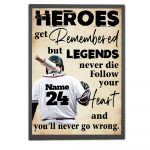 Heroes Get Remembered But Legends Never Die Custom Baseball Player Poster Print