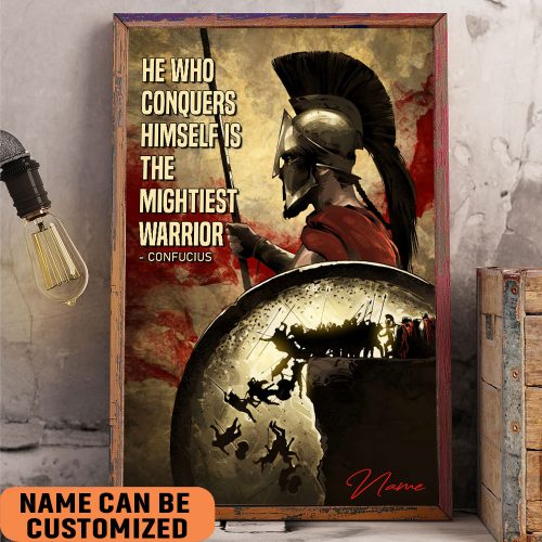 Personalized Spartan Mightiest Warrior Poster Inspirational Quote Wall Art Decor