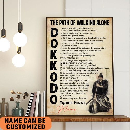 Custom Gift Dokkodo Path Of Walking Alone Japanese Samurai Poster Wall Art Decor