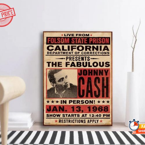 Singer Music Style At Folsom Prison Johnny Cash Vertical Posters Wall Art Decor