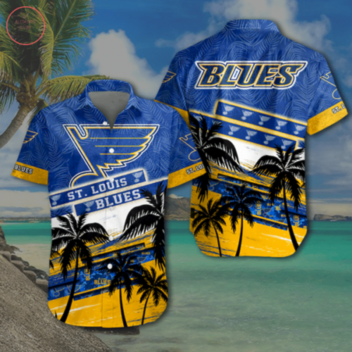 Palm Tree Summer Vibe With St.Louis Blues Short-Sleeve Hawaiian Shirt