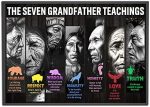 The Seven Grandfather Teachings Native American Poster History Heritage Month Inspirational Gift for Native Indians Indigenous Native Pride Wall Art Home Decor Unframed 18x12in