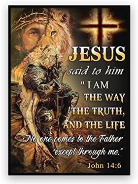 I Am The Way The Truth And The Life Jesus Lion Face Knight Templar Poster, Warrior Poster, Religious Gift for Christians Wall Art Print Home Living Decor Unframed