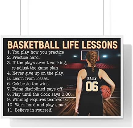 Personalized Basketball Life Lesson Poster, Basketball Player Women Motivational Wall Art, Gifts For Basketball Fan Girl Basketball Lover Player Girl, Daughter Room Bed Room Decor, Vertical Poster Unframed