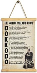 Godoprint The Path Of Walking Alone Dokkodo Japanese Samurai Poster Canvas Japan Style Warrior Wall Art Print Wood Hanger Frame Inspirational Gift Decoration 24×36 in