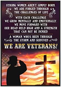 Strong Women Aren’t Simply Born We Are Veterans Poster, Memorial Gift for Female Veterans, Honor Veteran’s Day, Christian Wall Art Home Decor