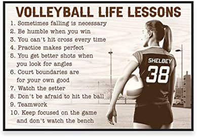 Personalized Volleyball Life Lessons Poster for Girls, Inspirational Motivational Gift for Female Volleyball Player Volleyball Lover Wall Art Print, Girls Room Bedroom Decor Unframed