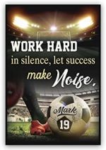 Personalized Work Hard In Silence Let Success Make Noise Soccer Poster, Inspirational Gift for Soccer Players, Soccer Wall Art Print Boy’s Bedroom Man Cave Decor Unframed