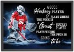 Personalized Hockey Poster, A Good Hockey Player Plays Where The Puck Is Inspirational Hockey Gift, Hockey Lover Gift, Hockey Wall Art Boys Room Decor Man Cave Decor