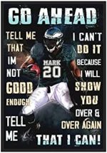 Personalized I Will Show You Over Again That I Can American Football Poster, Inspirational Gift for Football Player Sports Lover Wall Art Boys Bedroom Man Cave Decor