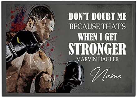 Personalized Don’t Doubt Me Because That’s When I Get Stronger Boxing Poster, Inspirational Quote Gift for Boxer Boxing Lover Fan Wall Art Print Club Man Cave Decor