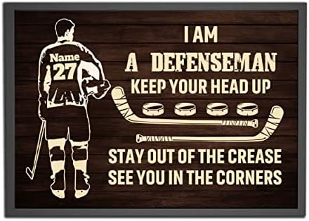 Personalized Proud Defenseman Ice Hockey Poster, Inspirational Hockey Gift for Defensemen, Gift for Hockey Player Hockey Lover Wall Art Boys Bedroom Man Cave Decor Unframed