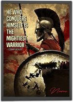 Personalized He Who Conquers Himself Is The Mightiest Warrior Spartan Poster Inspirational Quote Gift for Spartans Warriors Wall Art Print Man Cave Decor Unframed