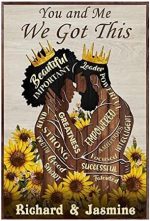 Personalized You & Me We Got This Black King Queen Afro Couple Poster, Gift for Black Couples Valentine’s Day, Wedding Anniversary, African Wall Art Print Bedroom Decor