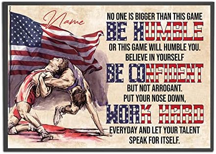 Personalized Wrestler Poster US Flag No One Is Bigger Than This Game Wrestling Poster Motivational Gift for Wrestler Wrestling Lover Wall Art Print Man Cave Club Decor