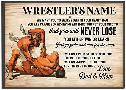 Personalized You Will Never Lose Wrestling Poster Wrestler Poster Motivational Gift for Son Wrestler Wrestling Lover Wall Art Print Boys Bedroom Man Cave Decor Unframed