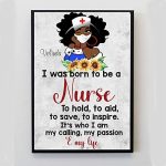 Personalized Black Nurse I Was Born To Be A Nurse Poster, Inspirational Gift for Nurses African American Afro Girls Women, Nursing Wall Art Print Bedroom Office Decor