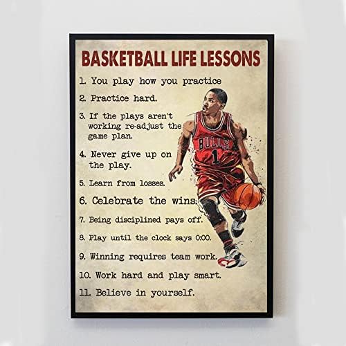 Basketball Life Lessons Poster, Inspirational Basketball Poster Gift for Basketball Player, Basketball Lover Gift, Sports Fan Club Basketball Wall Art Boys Bedroom Decor Unframed