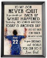 Godoprint To My Son Personalized Soccer Poster, Inspirational Gift for Soccer Player Sports Lover, Dad Gift for Son, Soccer Wall Art Print Boy’s Bedroom Decor Unframed