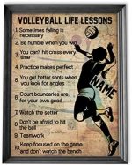 Volleyball Life Lessons Poster, Personalized Volleyball Gift for Volleyball Player, Team Gift, Coach Gift, Volleyball Lover Gift, Volleyball Girl Wall Art Bedroom Decor Unframed