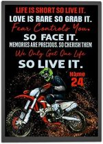 Personalized Life Is Short So Live It Motocross Poster, Motivational Gift for Motocross Rider Biker Dirt Bike Racer Racing Lover Wall Art Print Home Club Decor Unframed