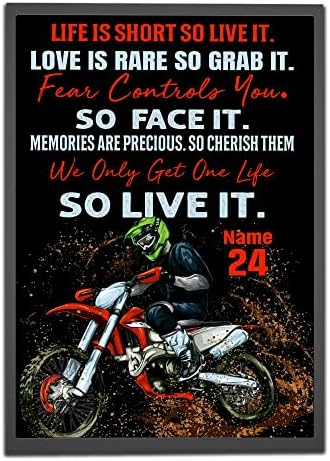 Personalized Life Is Short So Live It Motocross Poster, Motivational Gift for Motocross Rider Biker Dirt Bike Racer Racing Lover Wall Art Print Home Club Decor Unframed