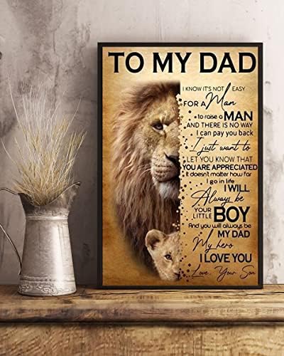 Lion To My Dad Poster, Father’s Day Gift, To My Dad Lion Gift For Father From Son, Dad & Son Connection Poster, Valentine’s Day Gifts For Daddy From Daughter 24″ x 36″