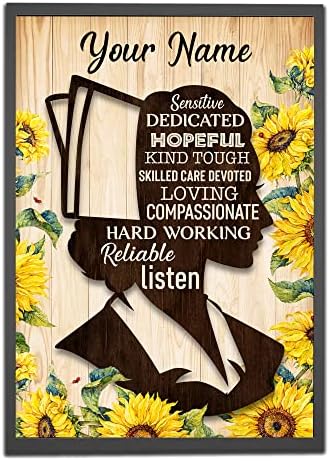 Personalized Nurse Characteristics Poster, Female Nurse Poster, Inspirational Gift for Nurses Week, Sunflower Nursing Wall Art Print Bedroom Decor Office Decor Unframed