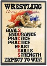 Personalized Wrestler Poster, Practice Expect To Win Wrestling Poster Motivational Gift for Wrestler Wrestling Lover Wall Art Print Man Cave Club Decor Unframed