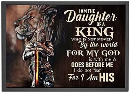 I Am The Daughter of A King Lion And Female Warrior Poster, Lion And Knight Poster, Warrior Of Christ God Jesus Wall Art Print, Home Decor, Christian Gift for Women