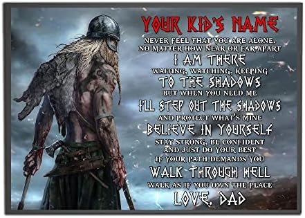 Personalized Believe In Yourself Viking Poster Gift from Viking Dad for Son Daughter, Motivational Gift for Vikings Warriors Wall Art Print Boy’s Bedroom Decor Unframed