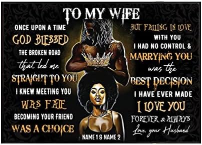 Personalized To My Wife Once Upon A Time Black Couple Poster Gift for African Afro Couples Wedding Anniversary, Black Love King Queen Wall Art Print Bedroom Decor